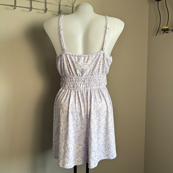 Hollister Floral Spaghetti Strap Babydoll Romper Lilac Purple Size M Outdoor Y2K - Picture 4 of 16